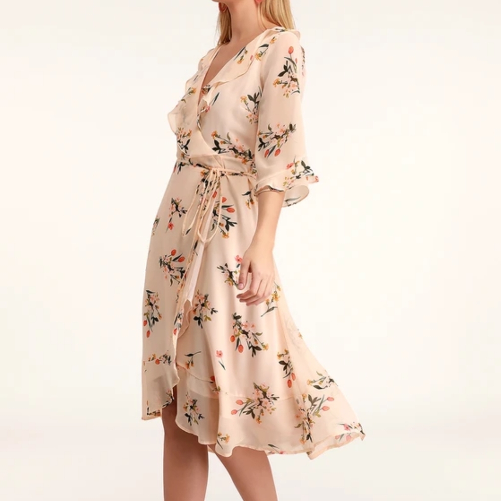 Lulu's Love Song Blush Midi Dress NWT